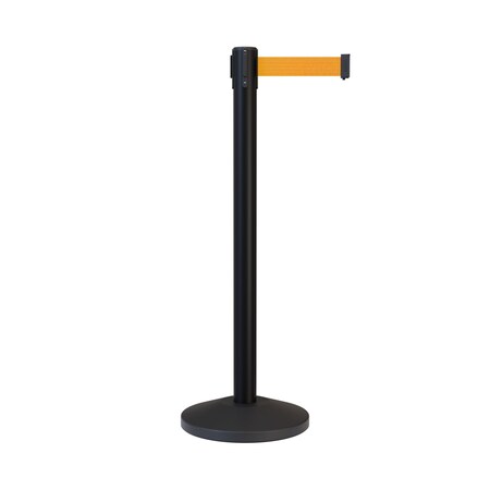 Montour Line Stanchion Belt Barrier Black Post 13ft. Fl.Org Belt ES400-BK-FOR-130